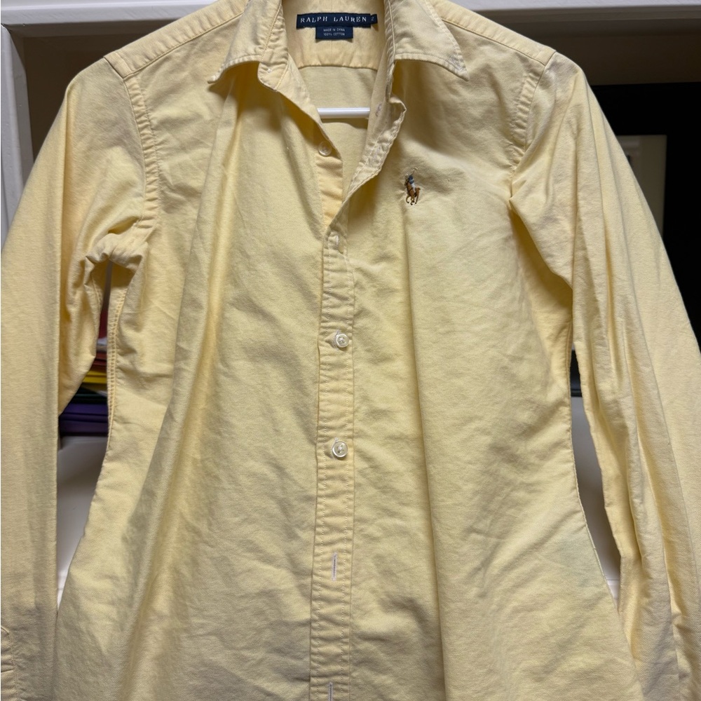 Ralph Lauren Women’s Light Yellow Button Down Shirt